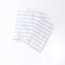 Patterned paper bag, white-silver / Striped (11x20 - 100 pcs) - 2