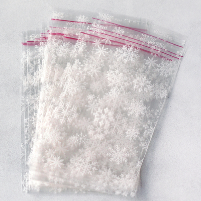 Clear Bag with snow pattern, adhesive / 10x20 cm (100 pcs) - 1
