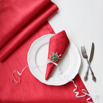 Red Ottoman silk napkin, 40x40 cm / 12 pcs - 1