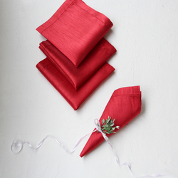 Red Ottoman silk napkin, 40x40 cm / 12 pcs - Bimotif (1)