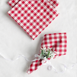 Red checkered cloth napkin, 40x40 cm / 12 pcs - Bimotif