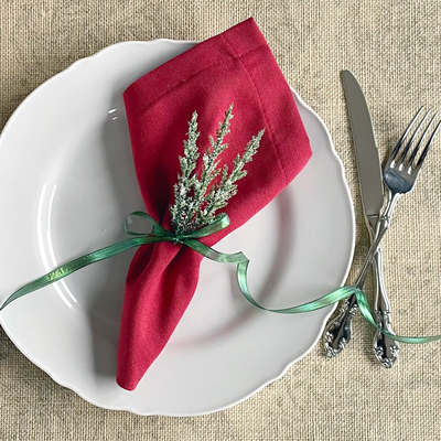 Red cloth napkin, 40x40 cm / 12 pcs - 3