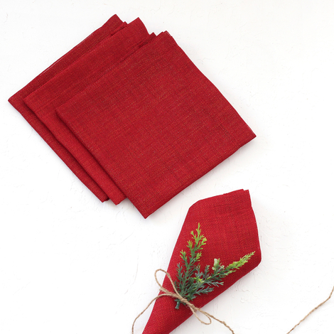 Glittered red napkin, 40x40 cm / 4 pcs - Bimotif