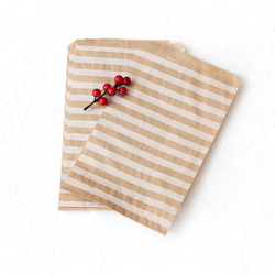 Patterned paper bag, kraft-white / striped (18x30 - 10 pcs) - Bimotif