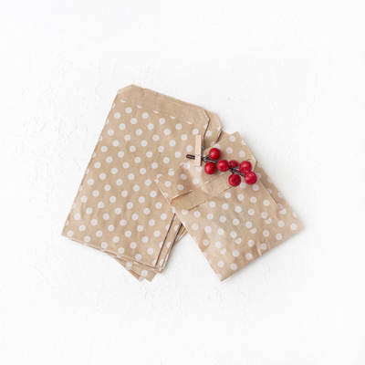 Patterned paper bag, kraft-white / polka dot (11x20 - 10 pcs) - 1