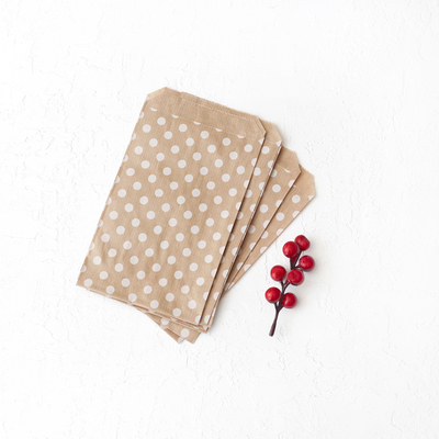 Patterned paper bag, kraft-white / polka dot (11x20 - 10 pcs) - 2