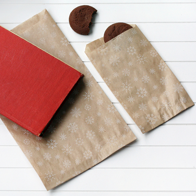 Snow patterned paper bag, kraft / 18x30 - 10 pcs - 2