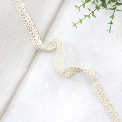 Cream cotton lace ribbon, 1.7 cm / 5 metres - 2