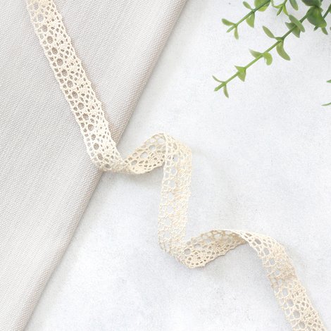 Cream cotton lace ribbon, 1.7 cm / 5 metres - Bimotif