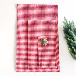 Red and white gingham fabric gift pouch / 15x25 cm (5 pcs) - Bimotif