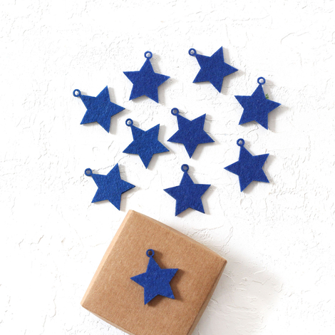 Felt star ornament / 10 pcs / Midnight Blue - 2