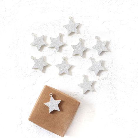 Felt star ornament / 10 pcs / Silver - Bimotif (1)