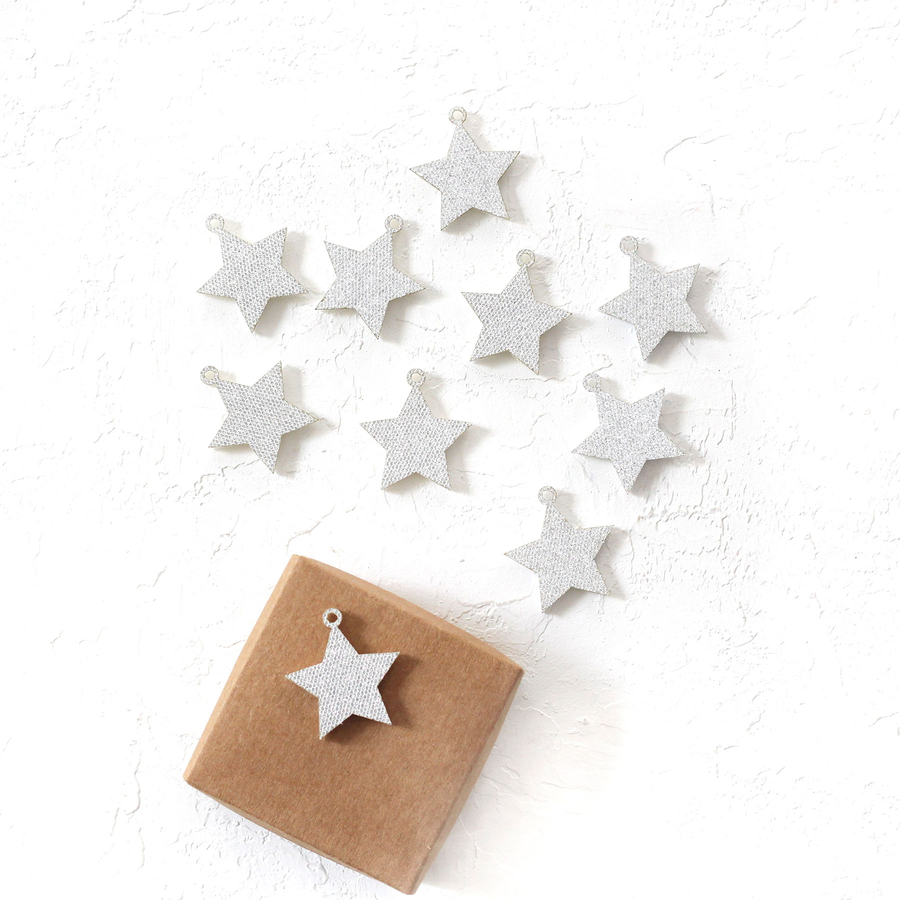 Felt star ornament / 10 pcs / Silver - 2