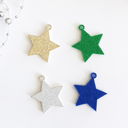 Felt star ornament / 10 pcs / Green - 4