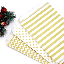 Patterned paper bag, white-gold / polka dot (18x30 - 100 pcs) - Bimotif