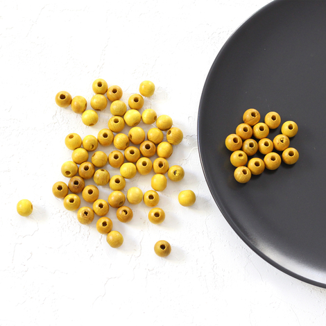 Wooden beads, batch / 500 gr. (Yellow) - Bimotif