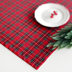 Christmas plaid red green woven tablecloth / 140x140 cm - Bimotif (1)