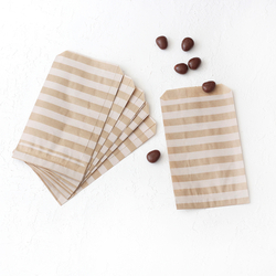Patterned paper bags, kraft-white / striped (11x20 - 1000 pcs) - Bimotif
