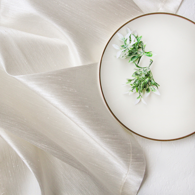 Cream Ottoman silk tablecloth / 160x260 cm - 1