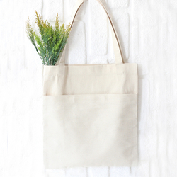 Cotton gabardine tote bag with kangaroo pocket - Trendybagg