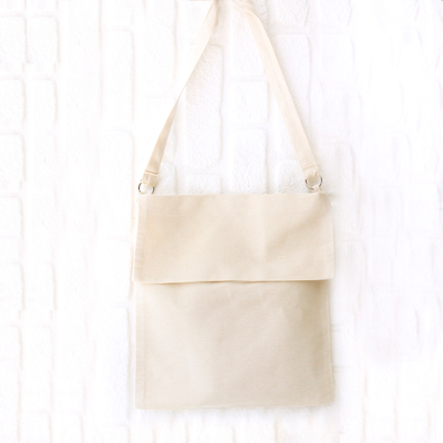 Cotton gabardine tote bag with flap - 1