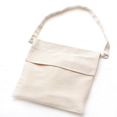 Cotton gabardine tote bag with flap - 2