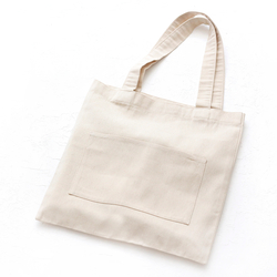 Cotton gabardine tote bag with front pockets - 2
