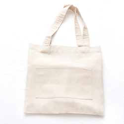 Cotton gabardine tote bag with front pockets - 4