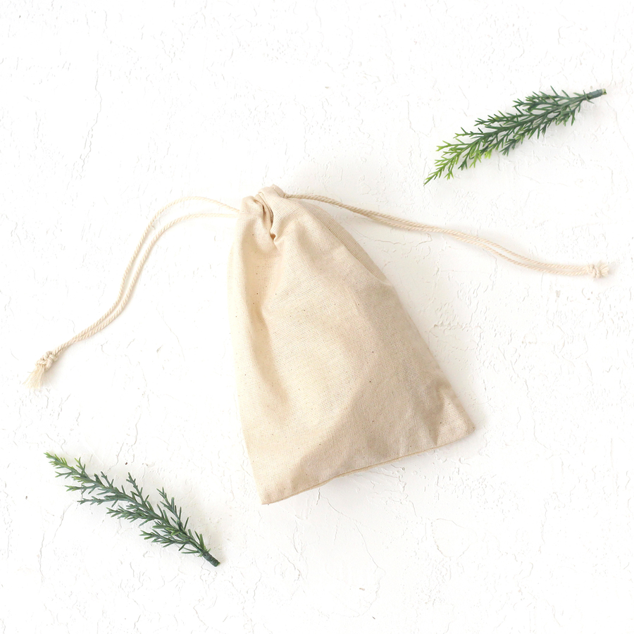 Cream raw cloth pouch with drawstring, 13x18 cm / 10 pcs - 1