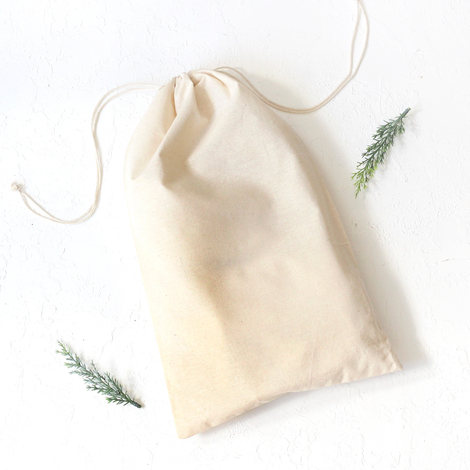 Cream raw cloth pouch with drawstring, 25x40 cm / 10 pcs - Bimotif