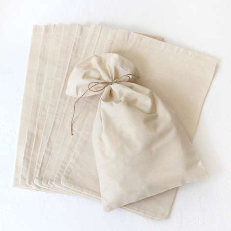 Plain cream raw cloth pouch, 25x40 cm / 10 pcs - Bimotif (1)