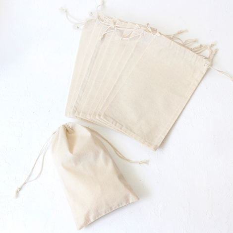 Cream raw cloth pouch with drawstring, 15x25 cm / 100 pcs - Bimotif (1)