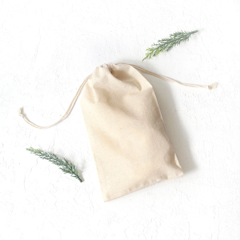 Cream raw cloth pouch with drawstring, 15x25 cm / 100 pcs - Bimotif