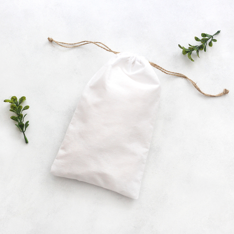 White raw cloth pouch with drawstring, 15x25 cm / 10 pcs - Bimotif