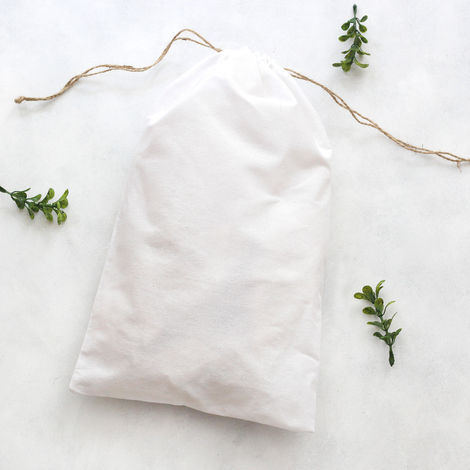 White raw cloth pouch with drawstring, 25x40 cm / 10 pcs - Bimotif