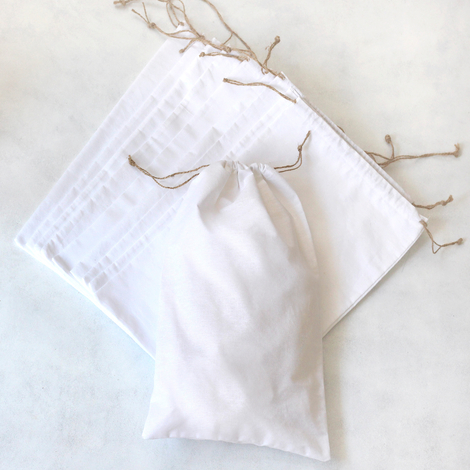 White raw cloth pouch with drawstring, 25x40 cm / 100 pcs - Bimotif (1)