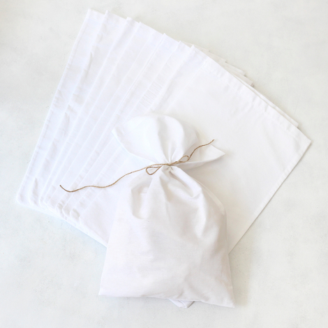 Plain white raw cloth pouch, 25x40 cm / 10 pcs - Bimotif (1)