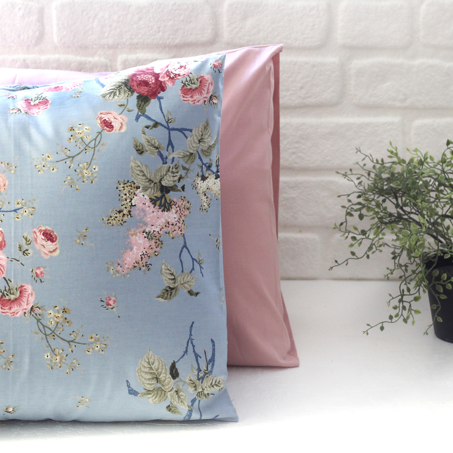 Rose patterned pillowcase set, 50x70 cm / blue - 1