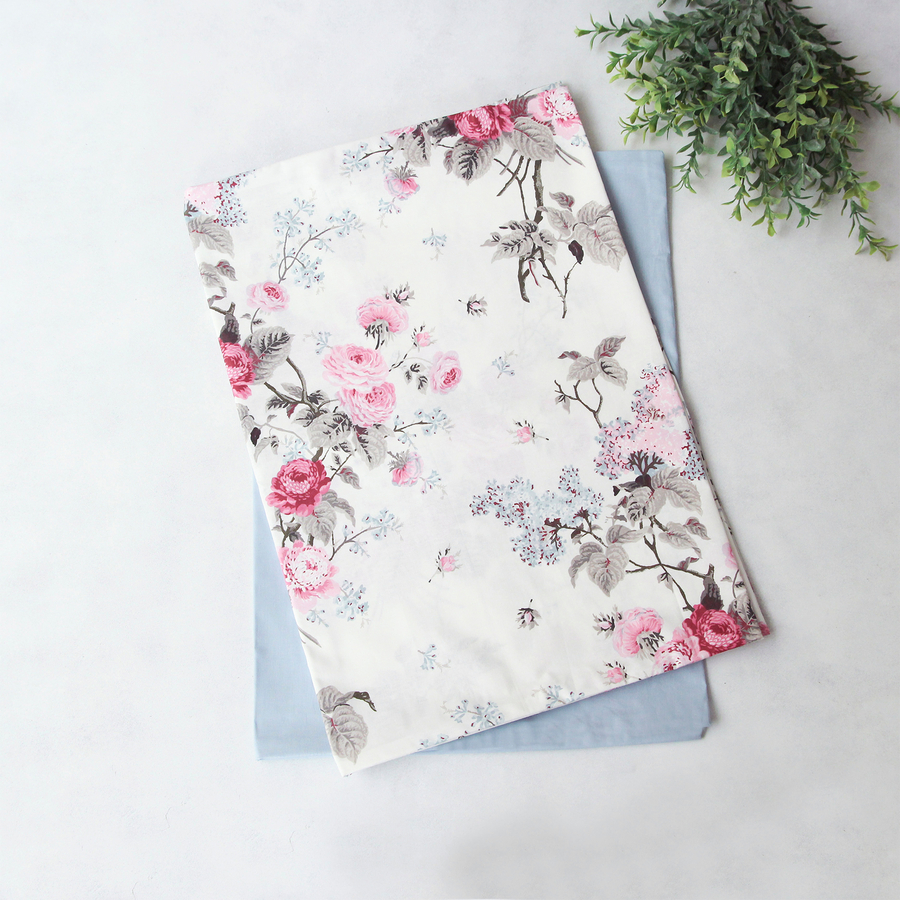 Rose patterned pillowcase set, 50x70 cm / off-white - 2