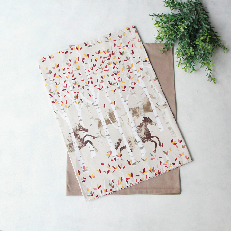 Horse patterned pillowcase set, 50x70 cm / cappuccino - 2