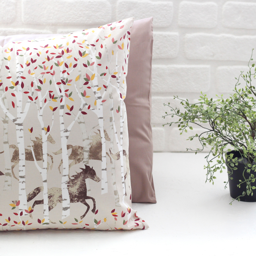 Horse patterned pillowcase set, 50x70 cm / cappuccino - 1
