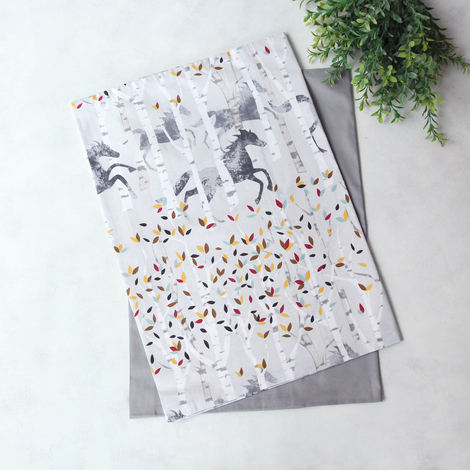 Horse patterned pillowcase set, 50x70 cm / grey - 2