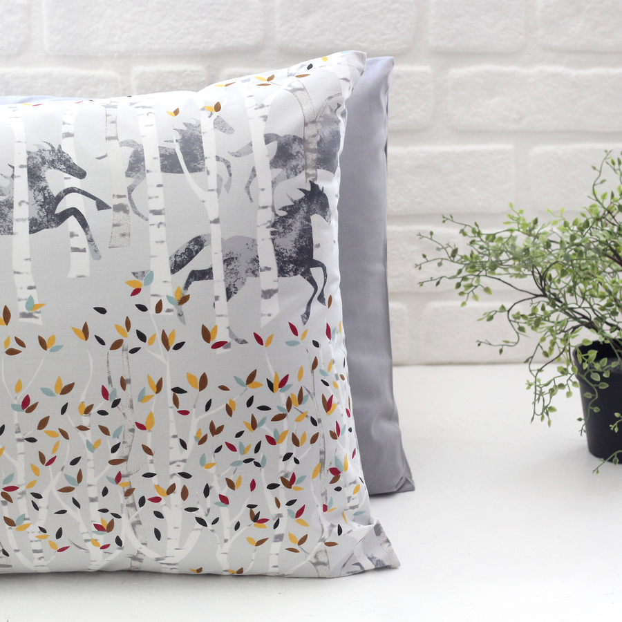 Horse patterned pillowcase set, 50x70 cm / grey - 1