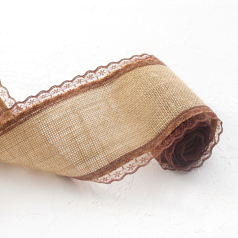 Jute ribbon, edge lace, 2 metres / Brown - Bimotif (1)