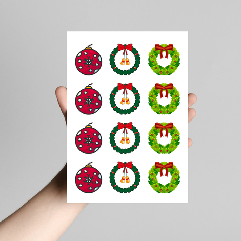 Sticker, Christmas decorations, 4x4 cm / 10 pages - Bimotif
