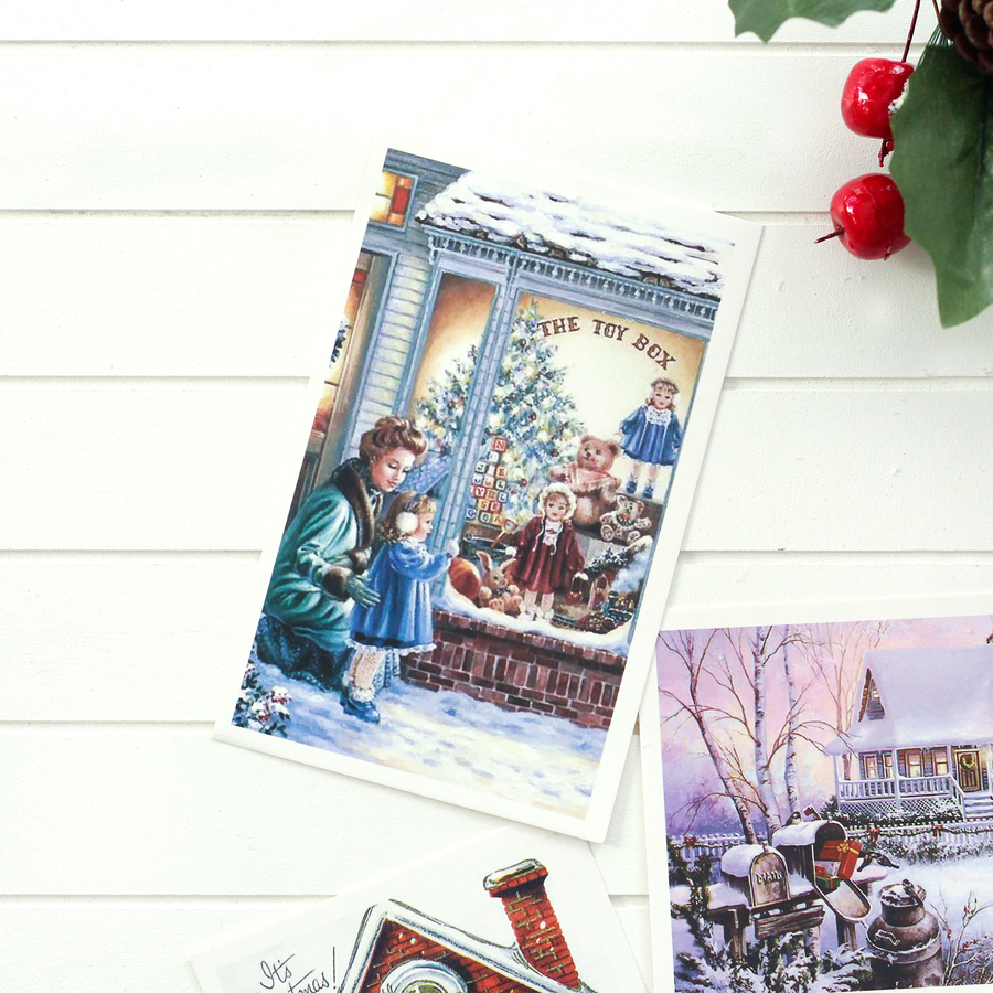 Postcard, Christmas, red house / set of 10 (60 pcs) - 4
