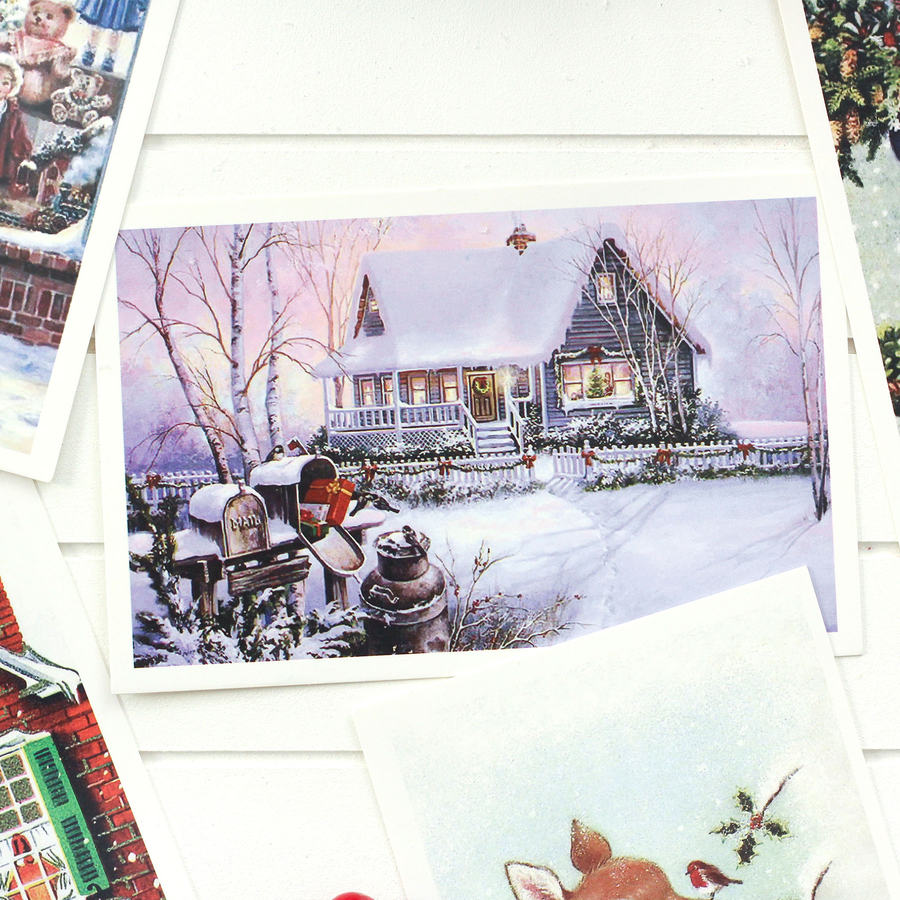 Postcard, Christmas, red house / set of 10 (60 pcs) - 5