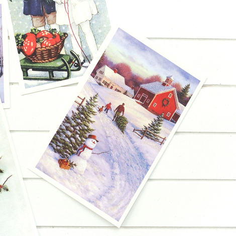 Postcard, Christmas, red house / set of 10 (60 pcs) - 7