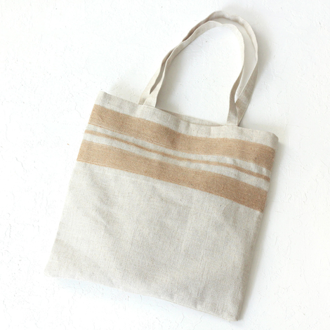 Linen tote bag with jute piping and front pockets - 3