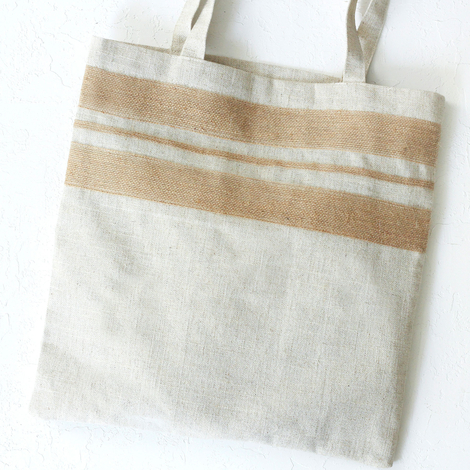 Linen tote bag with jute piping and front pockets - 4